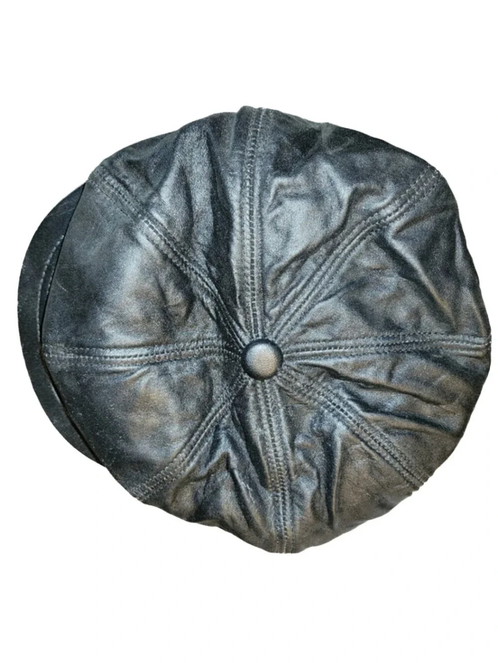 Genuine Leather Black Driving Cap Newsboy Hat 57mm (US Size 7 1/8) Med